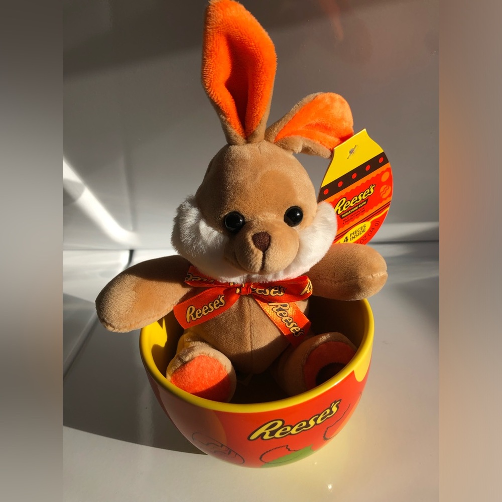 Galerie Bowl Reeses Peanut Butter Cups Bowl Dish Easter Egg Hershey Plush Bunny